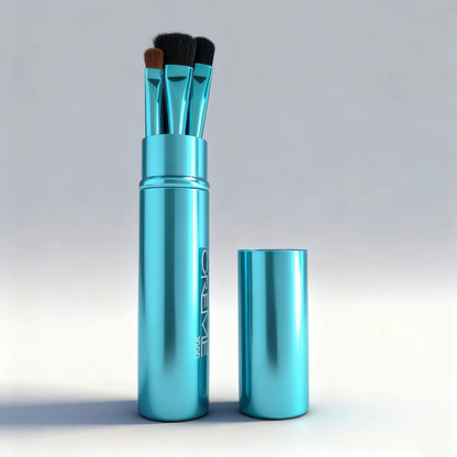 💙 5pc Blue Makeup Brush Set – Metallic Finish 💙