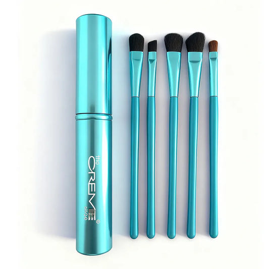 💙 5pc Blue Makeup Brush Set – Metallic Finish 💙