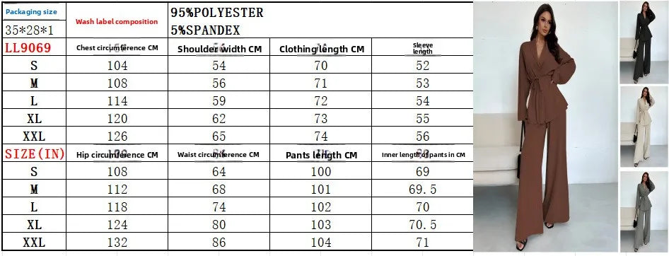 Elegant Solid Color Long Sleeve Pant Co-Ord Sets