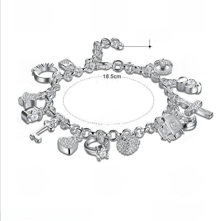 💎 Sterling Silver 925 Thirteen Charm Bracelet  💎