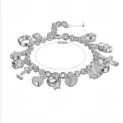 💎 Sterling Silver 925 Thirteen Charm Bracelet  💎