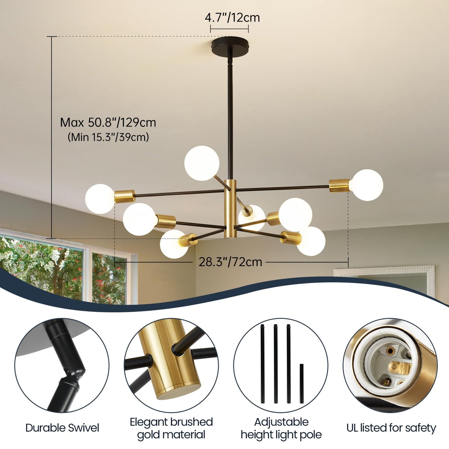 Sputnik Chandelier Ceiling Light (8)