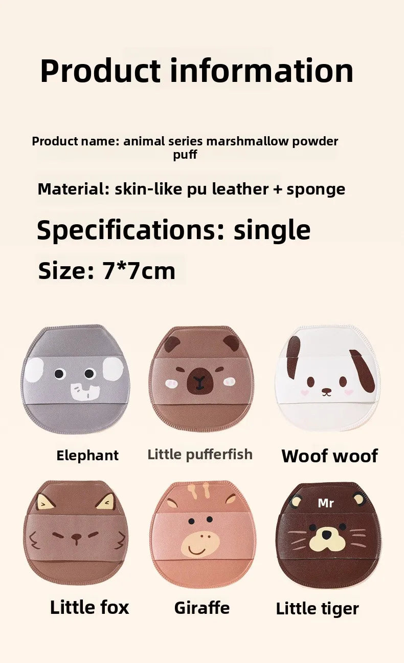 6pc Animal Powder Puff Sponges Set