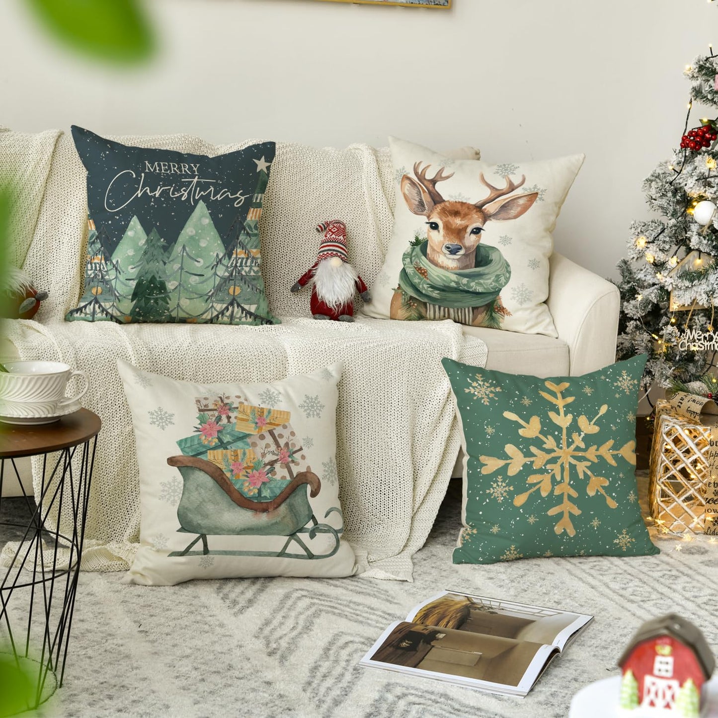 🎄❄️ 4pc Christmas Cushion Covers ❄️🎄