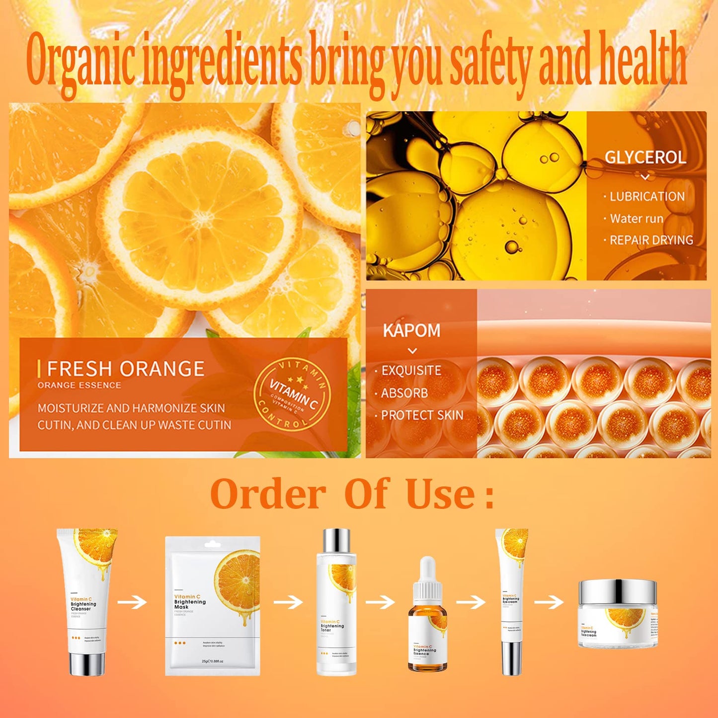 7pc Vitamin C Serum for Face Skincare Set