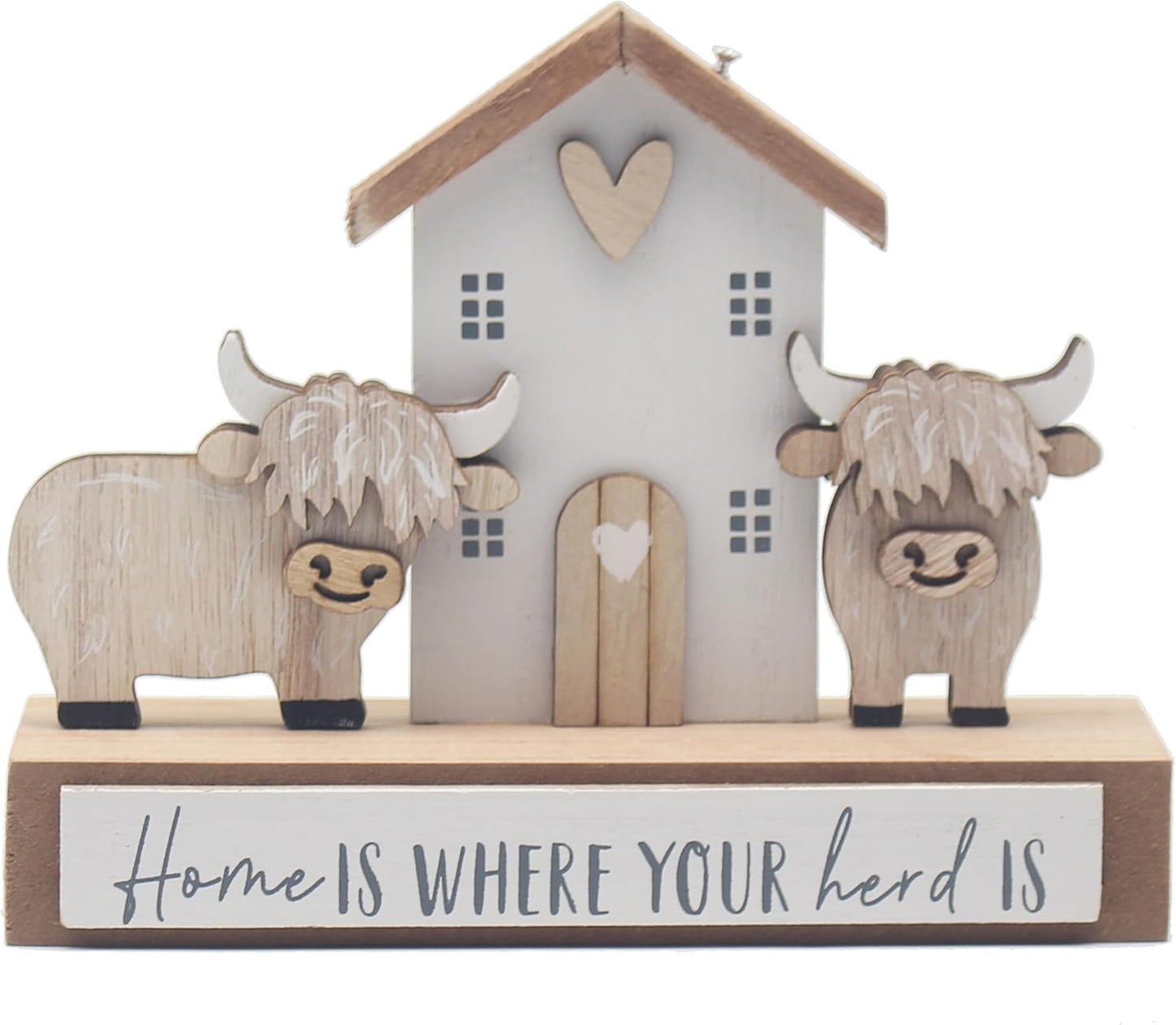 Lesser & Pavey Love & Affection Highland Cow Wooden Plaque