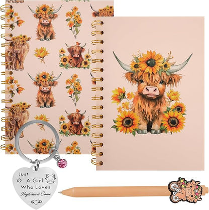 4pc Highland Cow Stationary Gift Set