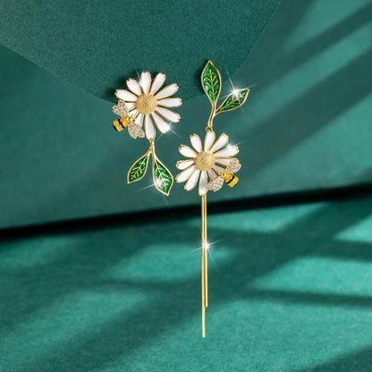 🐝 Asymmetric Daisy Tassel Earrings 🐝