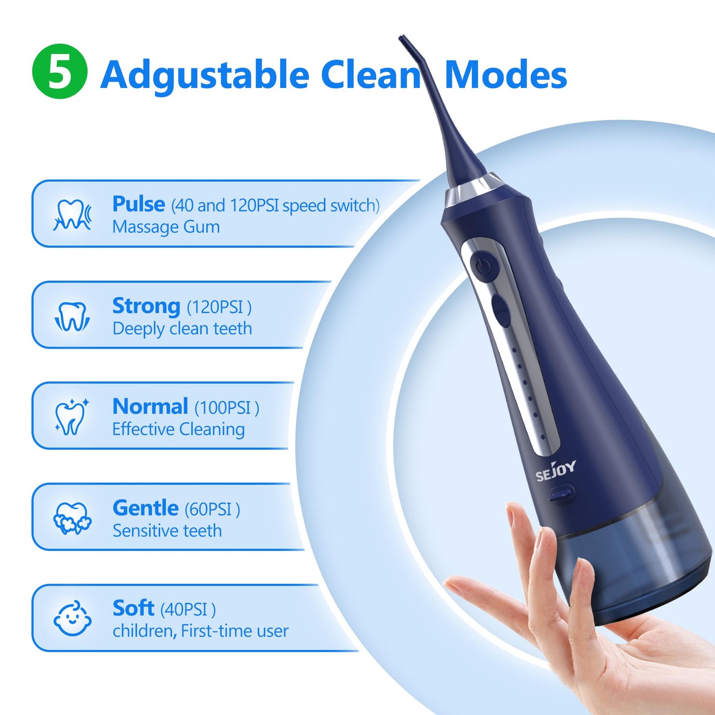 Rechargeable Cordless Water Flosser for Teeth - Blue