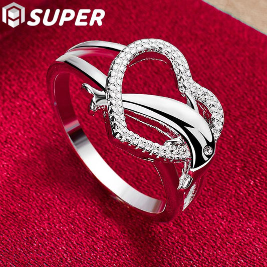 🐬 925 Sterling Silver Dolphin Heart Ring