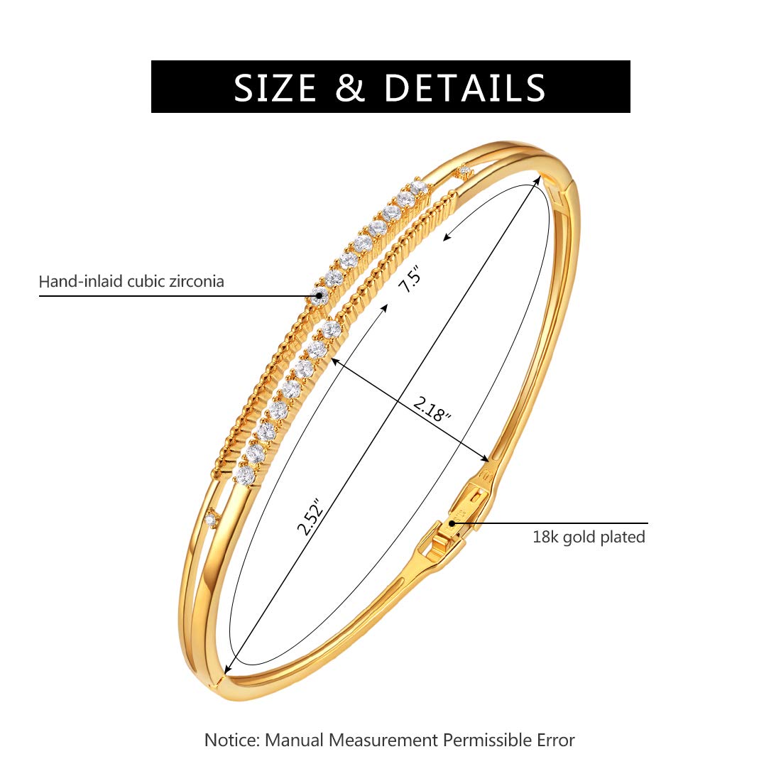 Elegant 18K Gold Plated Bangle Bracelet