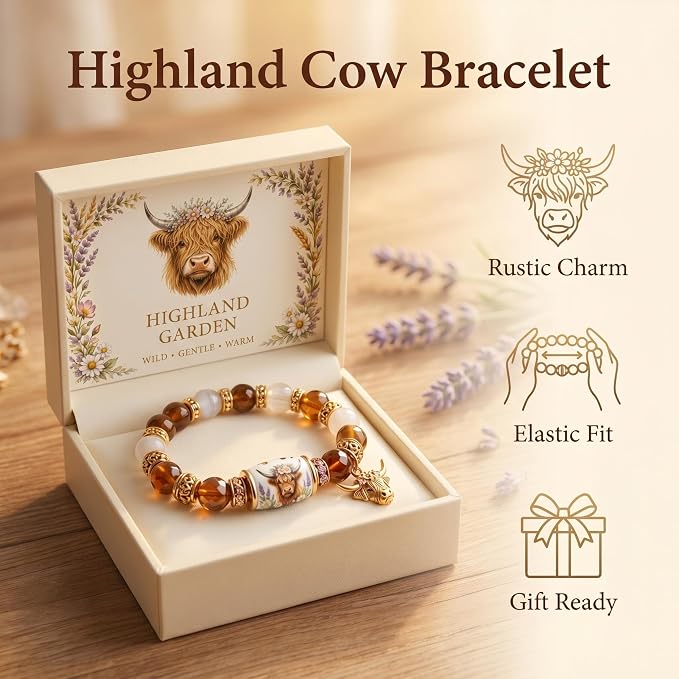 Highland Cow Bracelet Gift Set