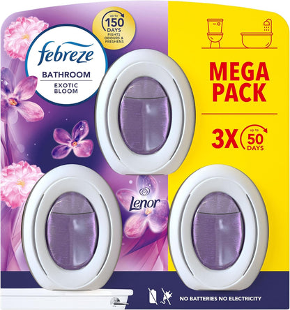 Febreze Bathroom, Continuous Air Freshener Lenor Exotic Bloom 3 Count
