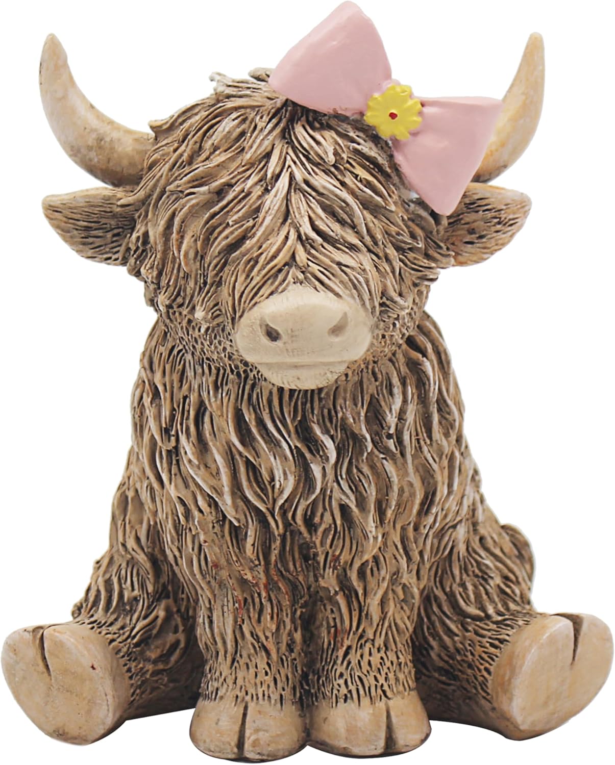 Lesser & Pavey Happy Highland Cow Pink Bow Figurine