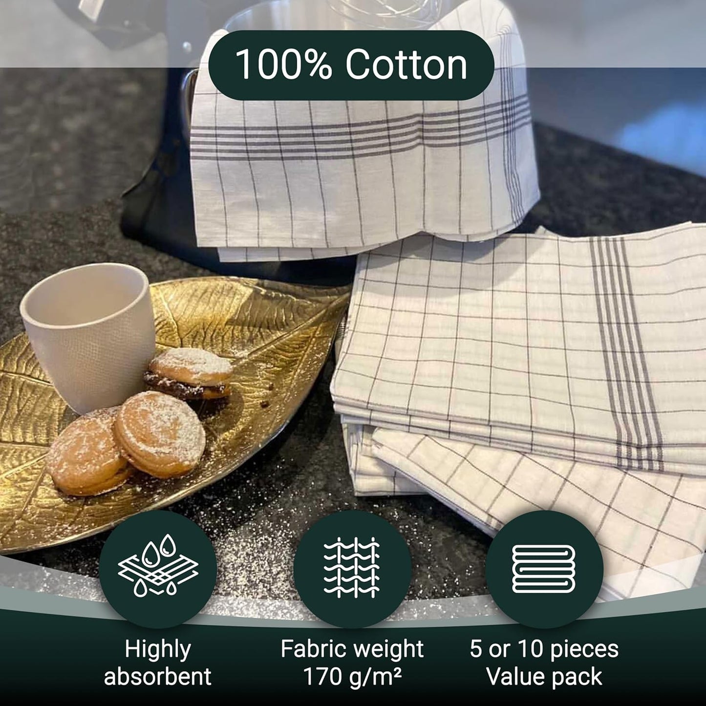 10pc Cotton Tea Towels 50*70cm