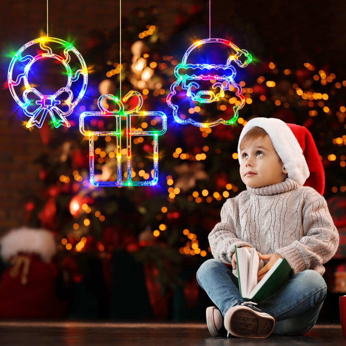 🎄✨ Christmas Decorations – 3 Pack Window Lights ✨🎄