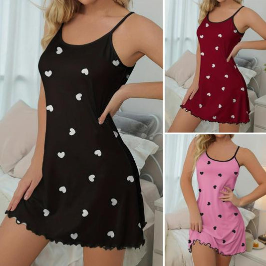 💖 Heart Print Sleeveless Mini Nightdress 💖