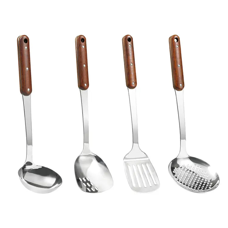 🍳✨ 4pc Heat-Resistant Wok Spatula Set With Wooden Handles ✨🍳