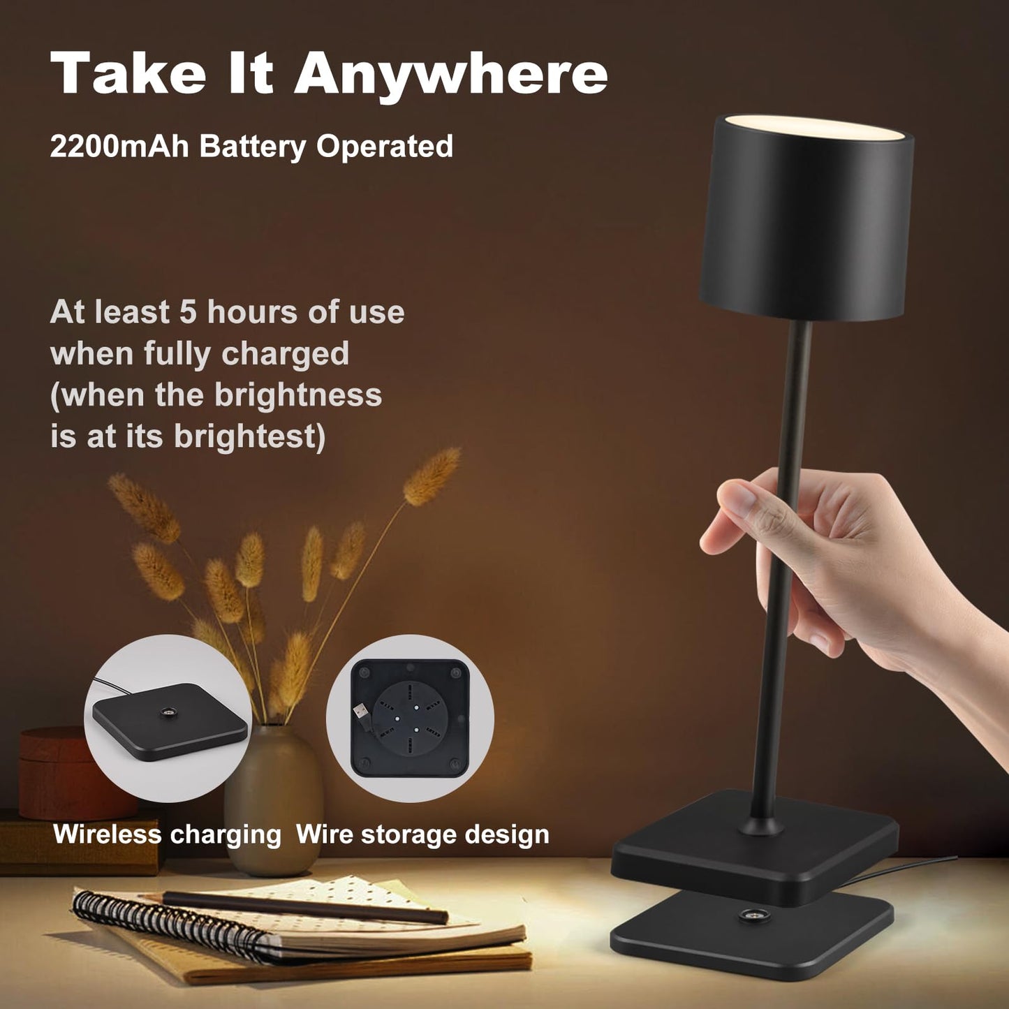 2 Pack Cordless Rechargeable LED Table Lamps