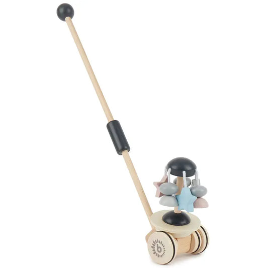 Blue Wooden Baby Push Along & Pull Along Walking Toy with Stars and Beads