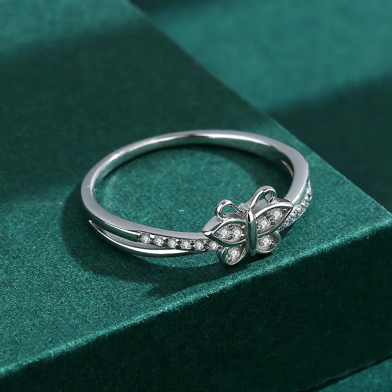 🦋 Sterling Silver 925 Diamante Butterfly Ring 🦋