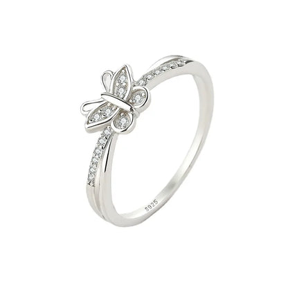 🦋 Sterling Silver 925 Diamante Butterfly Ring 🦋