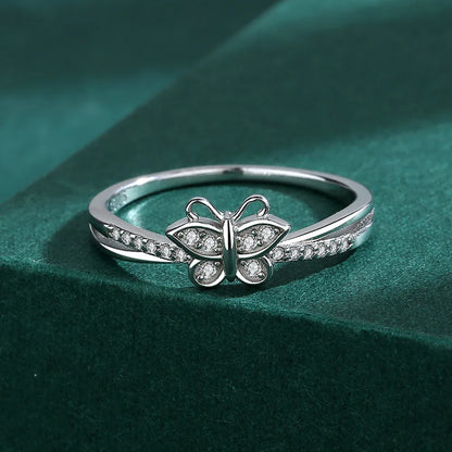 🦋 Sterling Silver 925 Diamante Butterfly Ring 🦋