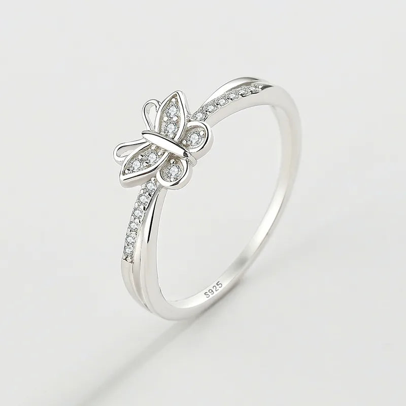 🦋 Sterling Silver 925 Diamante Butterfly Ring 🦋