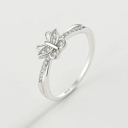 🦋 Sterling Silver 925 Diamante Butterfly Ring 🦋