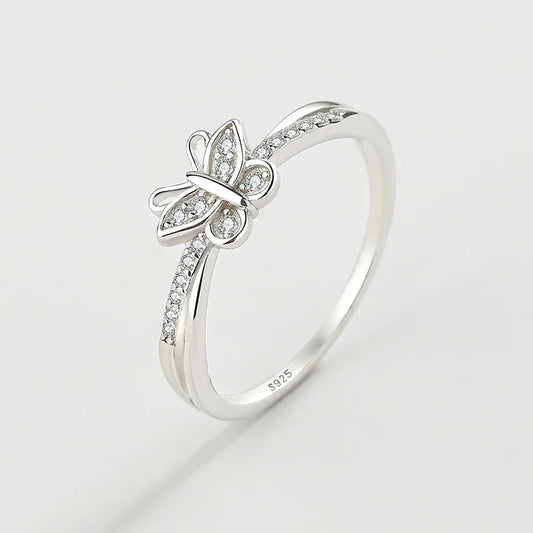 🦋 Sterling Silver 925 Diamante Butterfly Ring 🦋