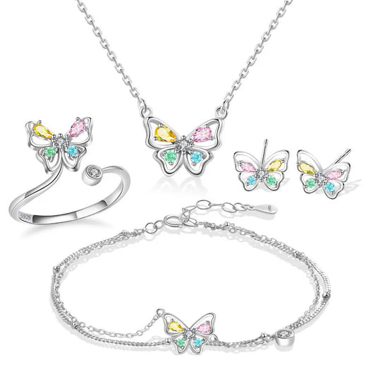 🦋 Multicoloured Sterling Silver 925 Butterfly Jewellery 🦋