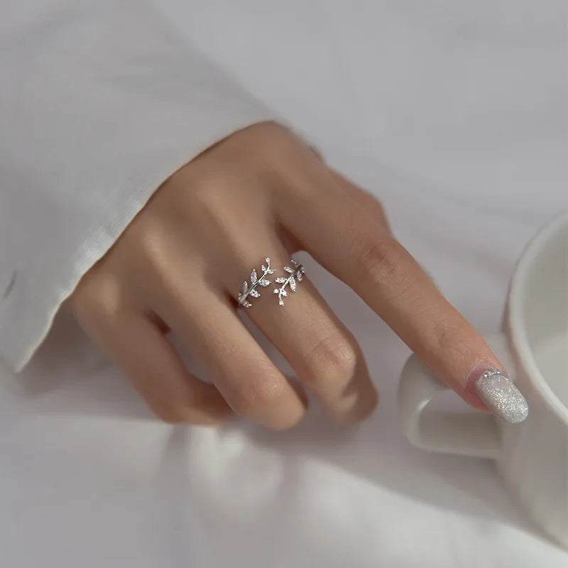 🍃 Sterling Silver 925 Leaf Adjustable Ring 🍃