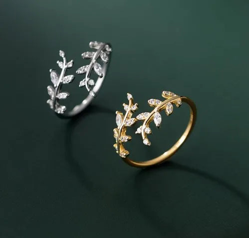 🍃 Sterling Silver 925 Leaf Adjustable Ring 🍃