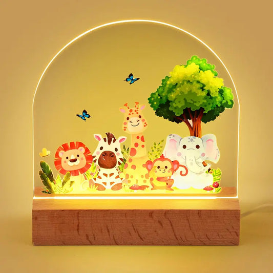 🌙 Acrylic Kids Night Light – Jungle Animal Design 🌙