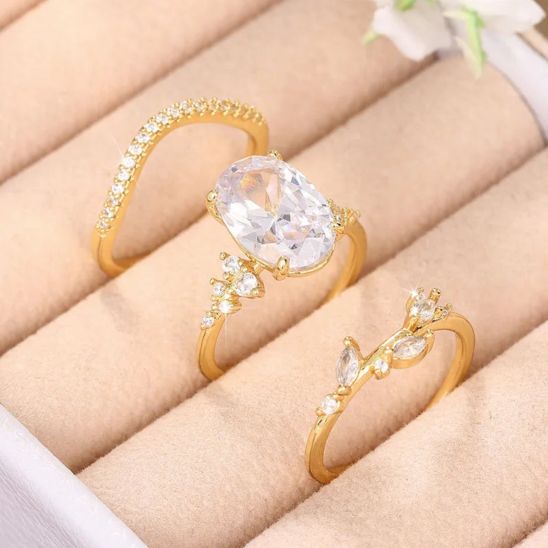 3pc Gold Ring Set