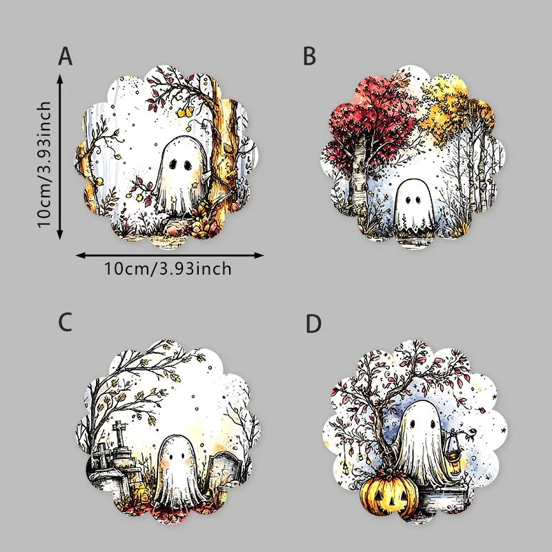 👻 4pc Cute Ghosties Wooden Coasters 👻