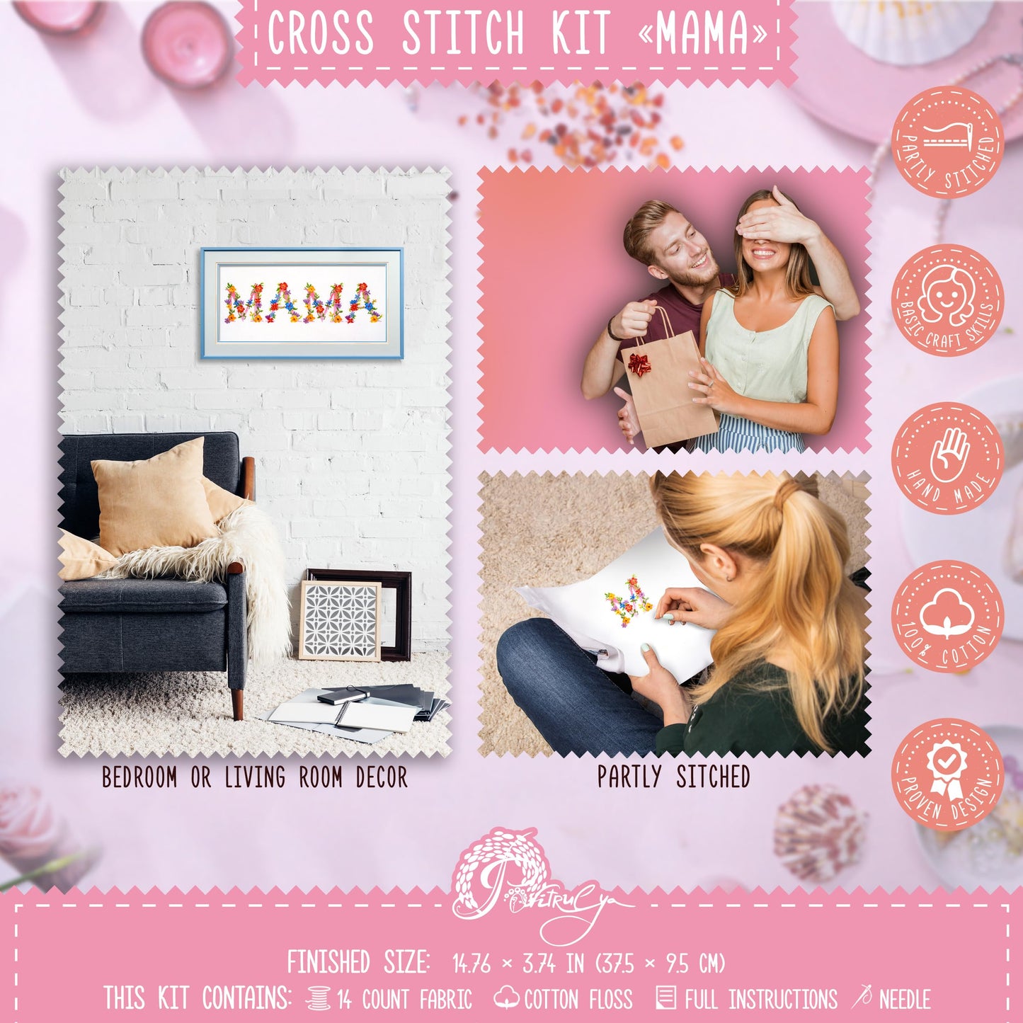 🧵💖 DIY Counted Cross Stitch Kit for Mum – Embroidery Set 💖🧵