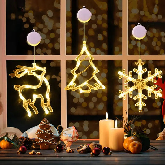 ✨🦌❄️ Warm White Reindeer & Snowflake Window Lights – 3 Pack ❄️🦌✨