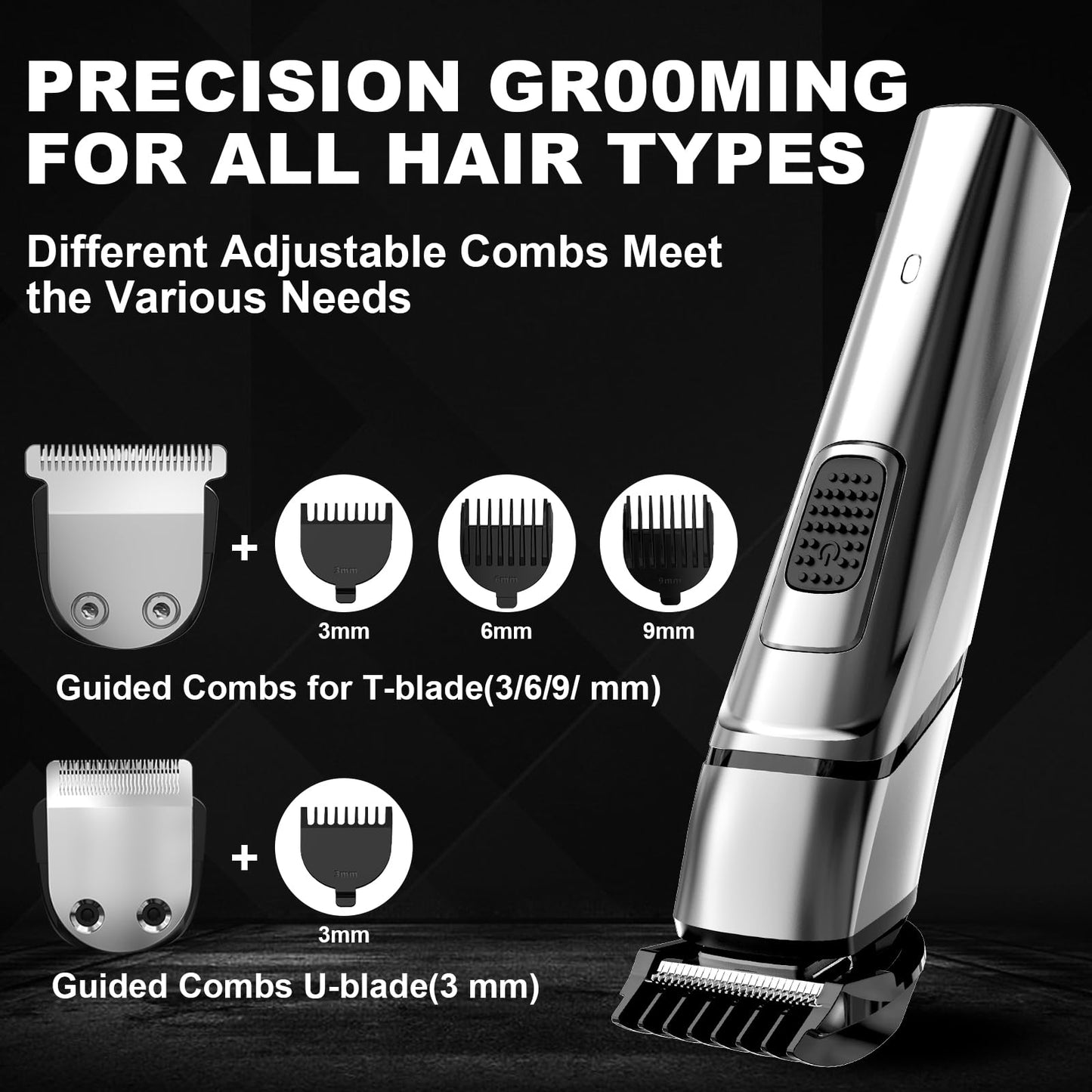 Grey Men's Electric Body Hair Trimmer Cordless Grooming Kit