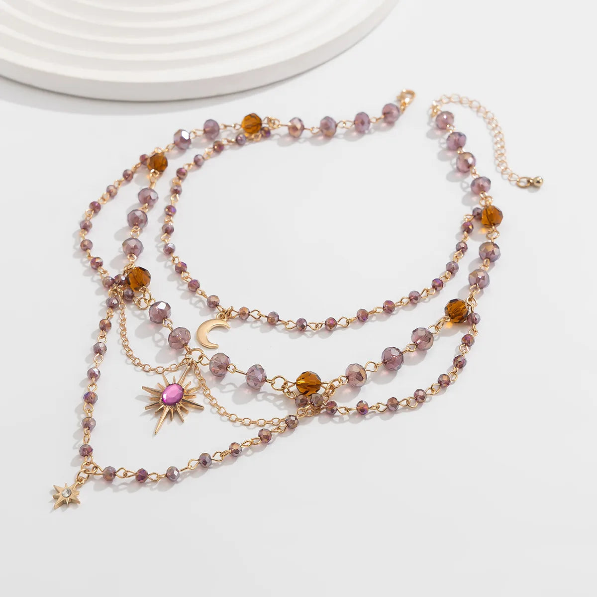 🌙 Multi-layer Crystal Beads Tassel Pendant Necklace 🌙