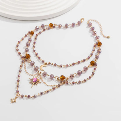 🌙 Multi-layer Crystal Beads Tassel Pendant Necklace 🌙