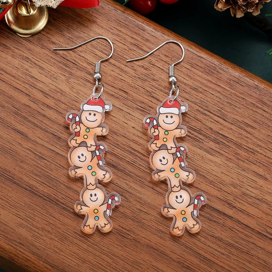 🍪 Trio of Gingerbread Men Acrylic Earrings 🍪