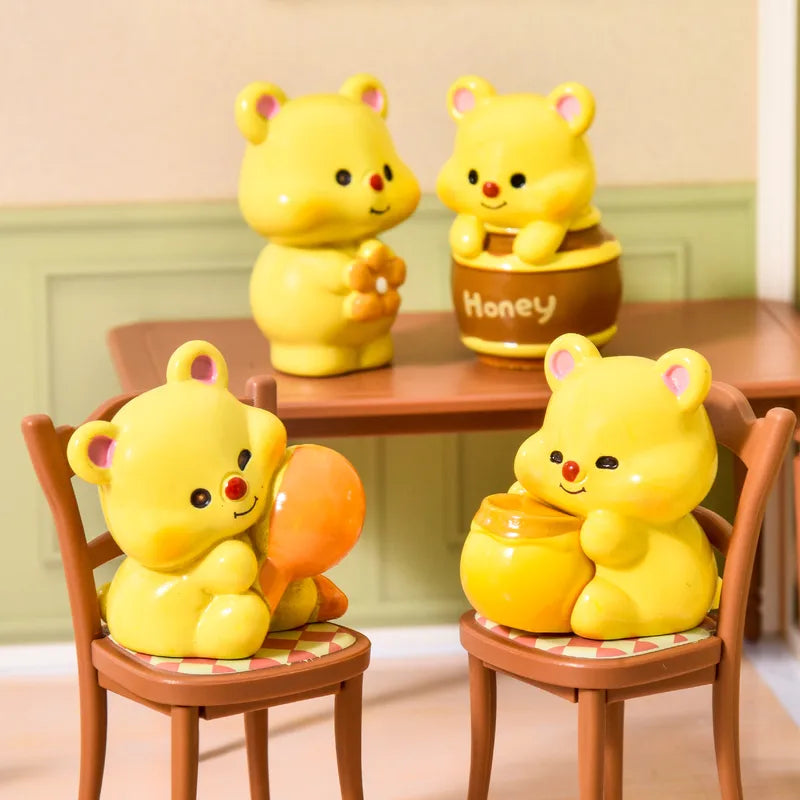 🍯🐻 6pc Honey Bear Miniature Resin Figurines 🐻🍯