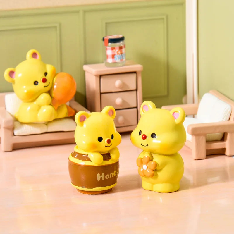 🍯🐻 6pc Honey Bear Miniature Resin Figurines 🐻🍯