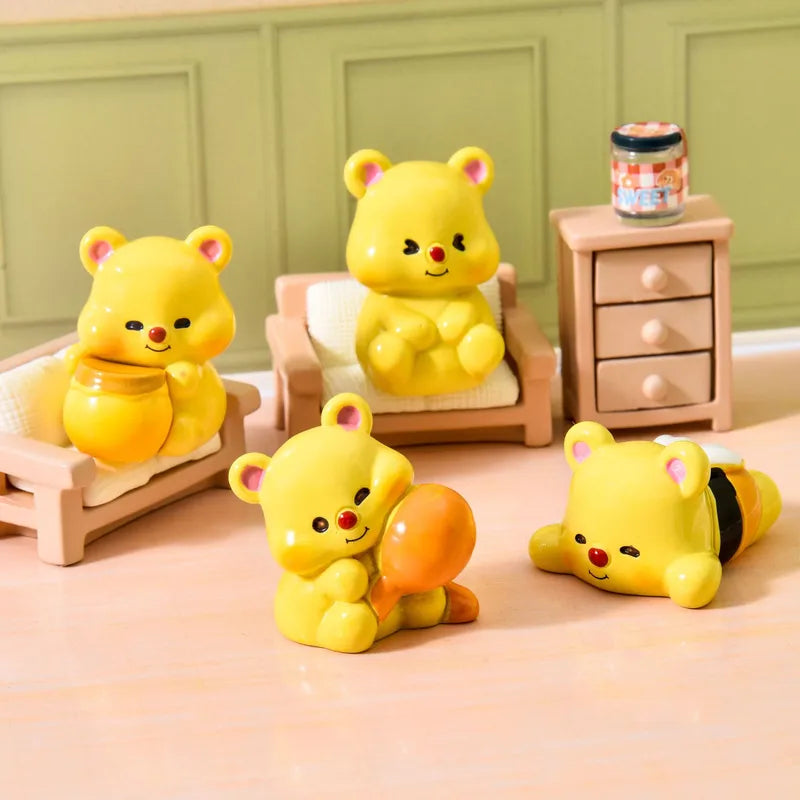🍯🐻 6pc Honey Bear Miniature Resin Figurines 🐻🍯