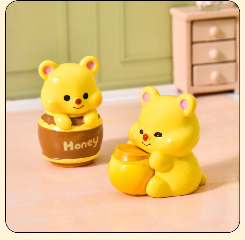 🍯🐻 6pc Honey Bear Miniature Resin Figurines 🐻🍯