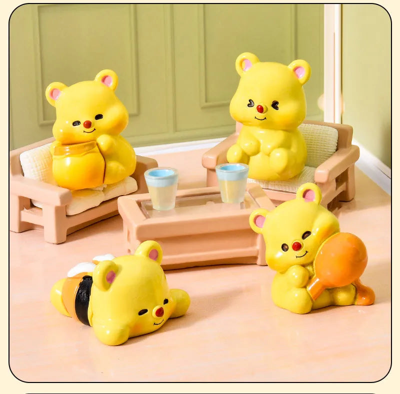 🍯🐻 6pc Honey Bear Miniature Resin Figurines 🐻🍯