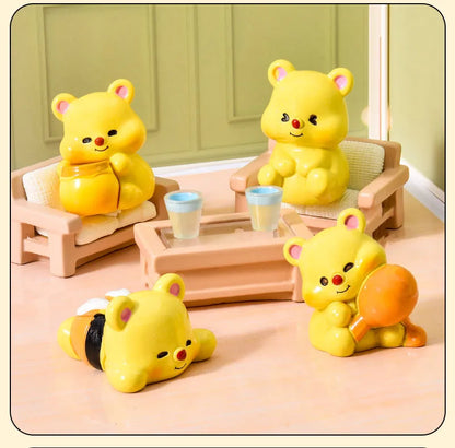 🍯🐻 5pc Honey Bear Miniature Resin Figurines 🐻🍯