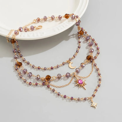 🌙 Multi-layer Crystal Beads Tassel Pendant Necklace 🌙