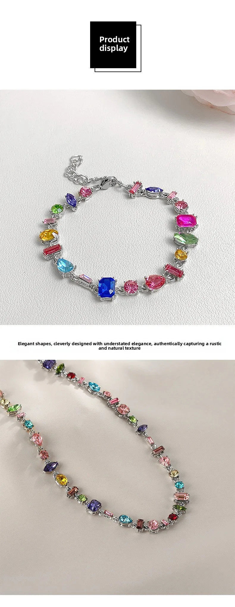 🌈 Crystal Candy Rhinestone Bracelet & Necklace Set 🌈